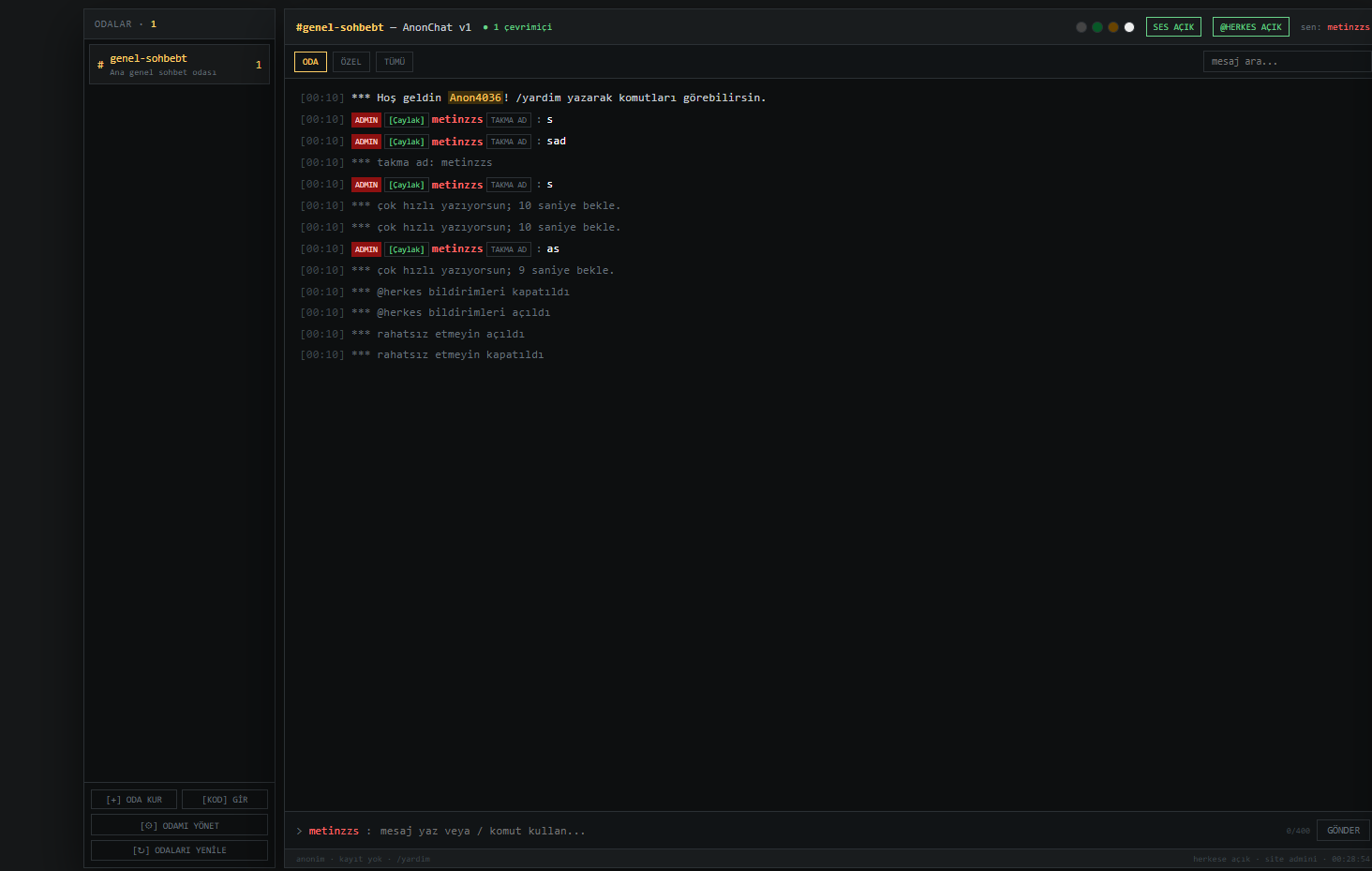 Anonchat V1 Anonim Sohbet scripti